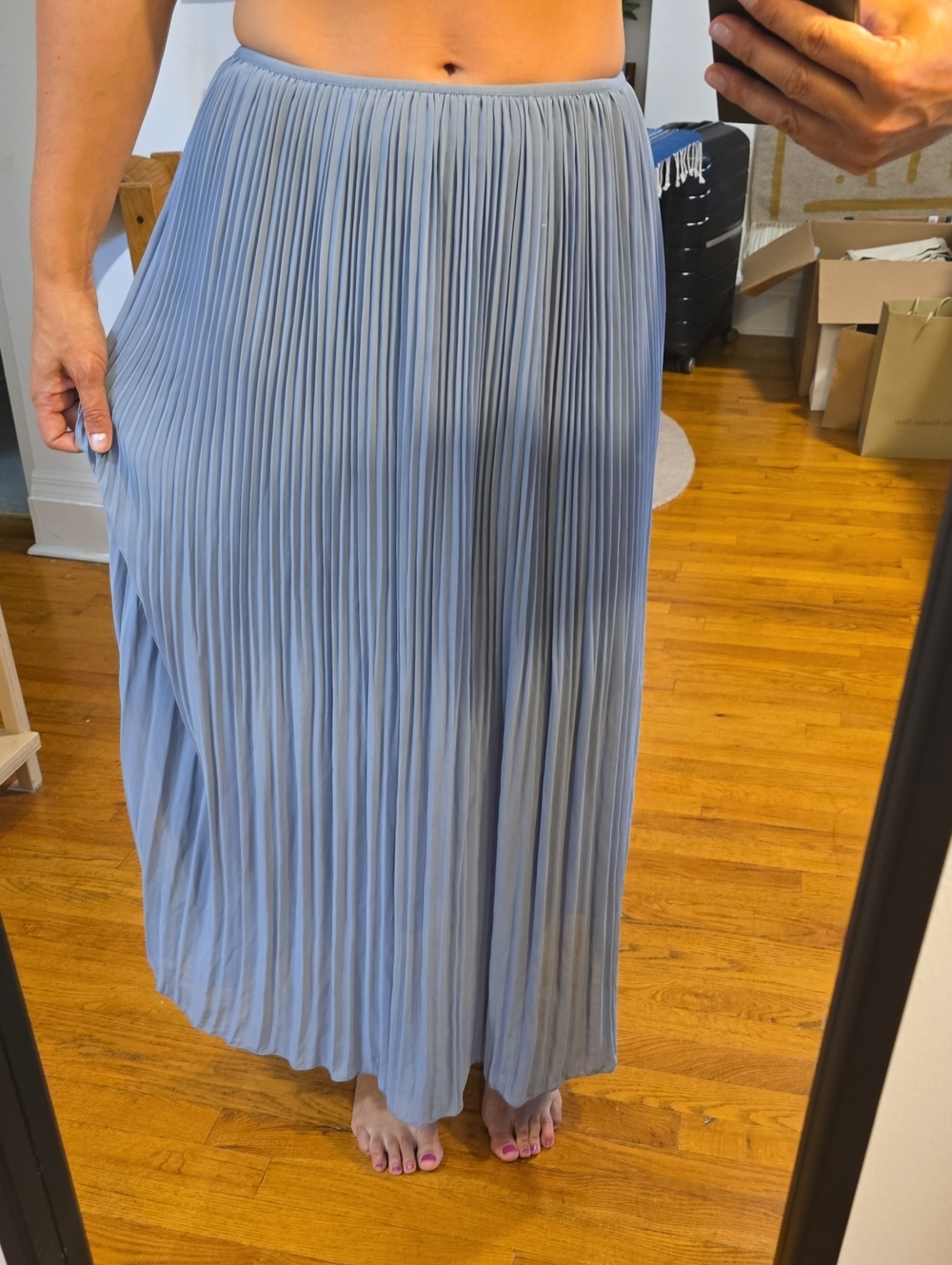 H&M Light Blue Pleated Maxi Skirt